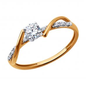 Золотое кольцо Diamant с фианитом 51-110-02174-1 фото