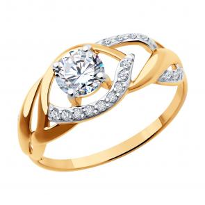 Золотое кольцо Diamant с фианитом 51-110-02191-1 фото