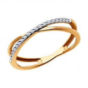 Золотое кольцо Diamant с фианитом 51-110-02192-1 фото