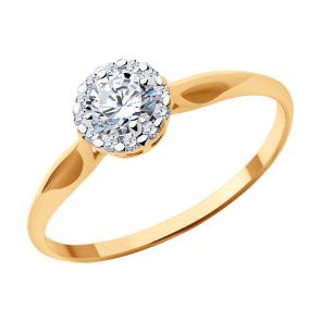 Золотое кольцо Diamant с фианитом 51-110-02211-1 фото