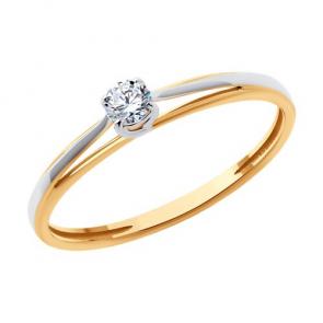 Золотое кольцо Diamant с фианитом 51-110-02231-1 фото