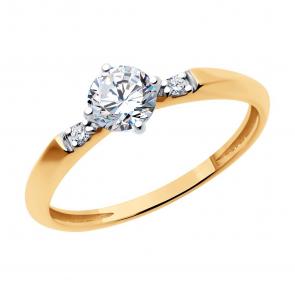 Золотое кольцо Diamant с фианитом 51-110-02251-1 фото