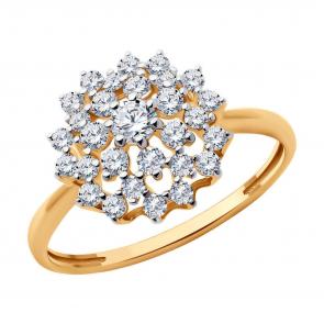 Золотое кольцо Diamant с фианитом 51-110-02302-1 фото