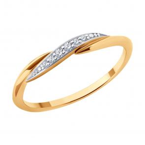 Золотое кольцо Diamant с фианитом 51-110-02306-1 фото