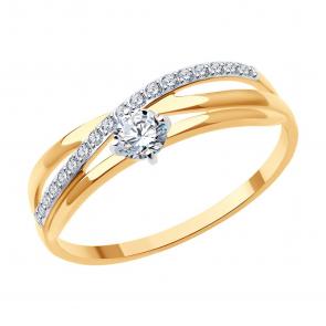 Золотое кольцо Diamant с фианитом 51-110-02311-1 фото
