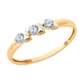 Золотое кольцо Diamant с фианитом 51-110-02316-1 фото