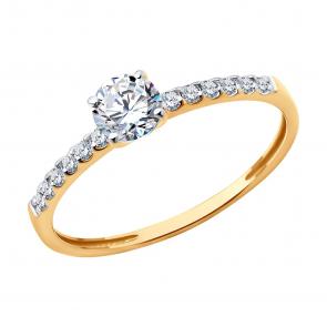 Золотое кольцо Diamant с фианитом 51-110-02334-1 фото
