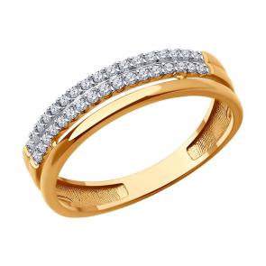 Золотое кольцо Diamant с фианитом 51-110-02460-1 фото