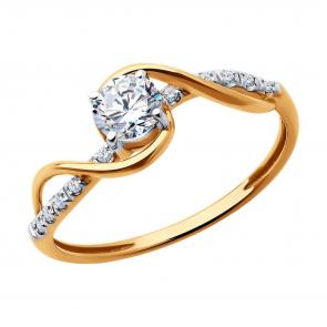 Золотое кольцо Diamant с фианитом 51-110-02503-1 фото