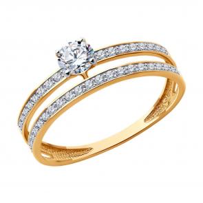 Золотое кольцо Diamant с фианитом 51-110-02563-1 фото