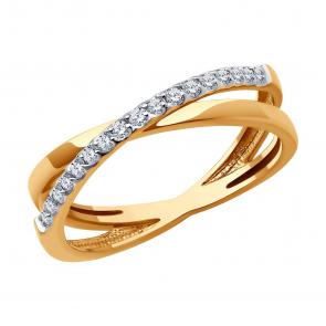 Золотое кольцо Diamant с фианитом 51-110-02565-1 фото
