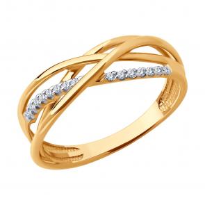 Золотое кольцо Diamant с фианитом 51-110-02597-1 фото