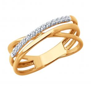 Золотое кольцо Diamant с фианитом 51-110-02611-1 фото