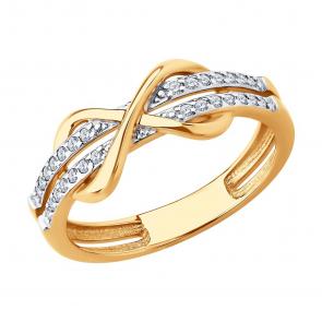 Золотое кольцо Diamant с фианитом 51-110-02639-1 фото
