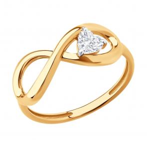 Золотое кольцо Diamant с фианитом 51-110-02650-1 фото