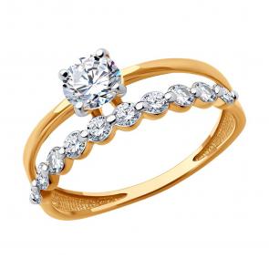 Золотое кольцо Diamant с фианитом 51-110-02735-1 фото