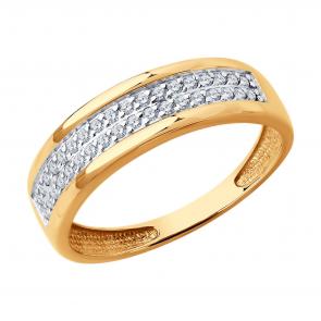 Золотое кольцо Diamant с фианитом 51-110-02801-1 фото