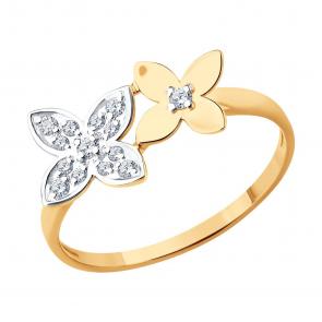 Золотое кольцо Diamant с фианитом 51-110-02818-1 фото