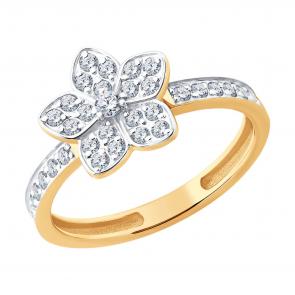 Золотое кольцо Diamant с фианитом 51-110-02838-1 фото