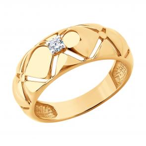Золотое кольцо Diamant с фианитом 51-110-02851-1 фото