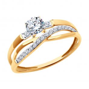 Золотое кольцо Diamant с фианитом 51-110-02871-1 фото