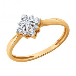 Золотое кольцо Diamant с фианитом 51-110-02877-1 фото