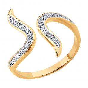 Золотое кольцо Diamant с фианитом 51-110-02905-1 фото