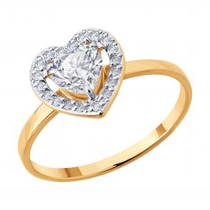 Золотое кольцо Diamant с фианитом 51-110-02907-1 фото