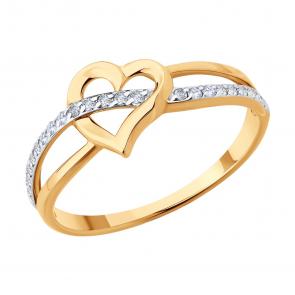 Золотое кольцо Diamant с фианитом 51-110-02911-1 фото