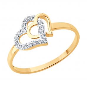 Золотое кольцо Diamant с фианитом 51-110-02914-1 фото