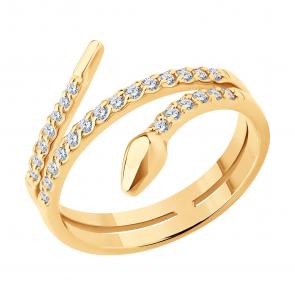 Золотое кольцо Символ года Змея Diamant с фианитом 51-110-02934-1 фото