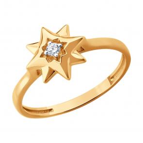 Золотое кольцо Diamant с фианитом 51-110-02977-1 фото