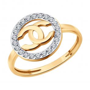 Золотое кольцо Diamant с фианитом 51-110-02979-1 фото