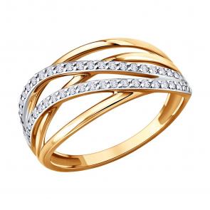 Золотое кольцо Diamant с фианитом 51-110-03010-1 фото