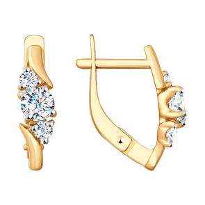 Золотые серьги Diamant с фианитом 51-120-00094-1 фото