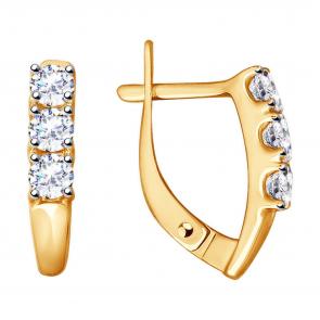 Золотые серьги Diamant с фианитом 51-120-00096-1 фото