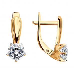 Золотые серьги Diamant с фианитом 51-120-00099-1 фото