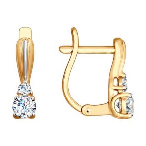 Золотые серьги Diamant с фианитом 51-120-00108-1 фото