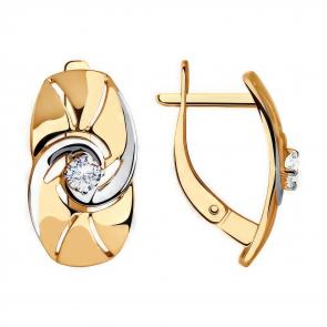 Золотые серьги SOKOLOV с фианитом 51-120-00161-1 фото