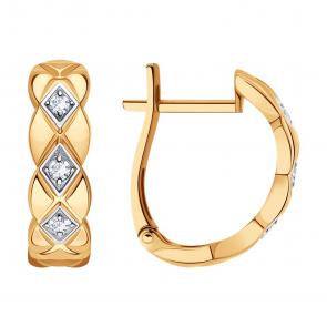 Золотые серьги Diamant с фианитом 51-120-00186-1 фото