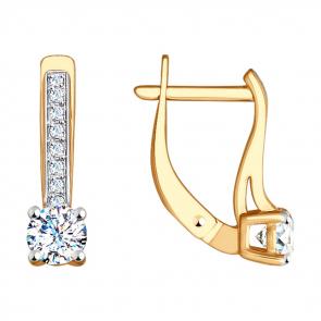 Золотые серьги Diamant с фианитом 51-120-00191-1 фото