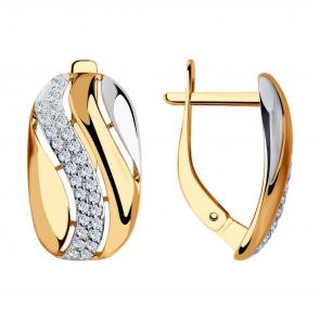 Золотые серьги Diamant с фианитом 51-120-00207-1 фото