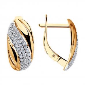 Золотые серьги Diamant с фианитом 51-120-00233-1 фото