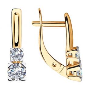 Золотые серьги Diamant с фианитом 51-120-00302-1 фото