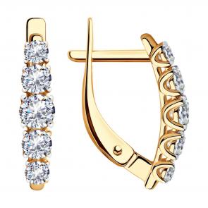 Золотые серьги Diamant с фианитом 51-120-00308-1 фото