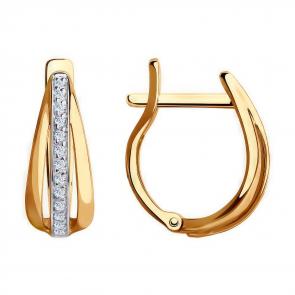 Золотые серьги Diamant с фианитом 51-120-00390-1 фото
