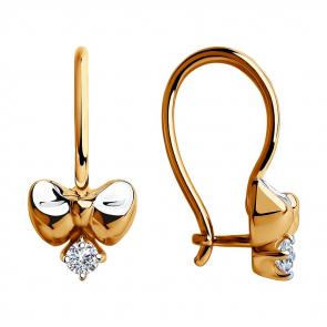 Золотые серьги Diamant с фианитом 51-120-00395-1 фото