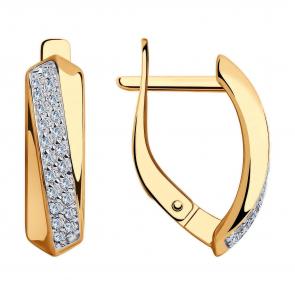 Золотые серьги Diamant с фианитом 51-120-00424-1 фото
