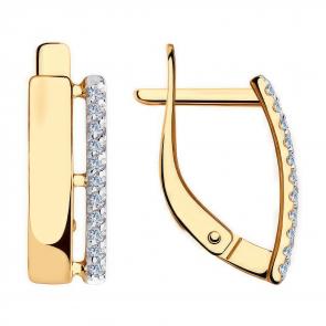 Золотые серьги Diamant с фианитом 51-120-00429-1 фото