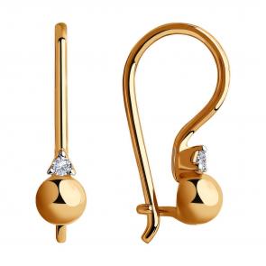 Золотые серьги Diamant с фианитом 51-120-00511-1 фото